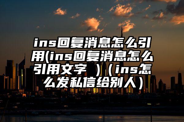 ins回复消息怎么引用(ins回复消息怎么引用文字 )（ins怎么发私信给别人）