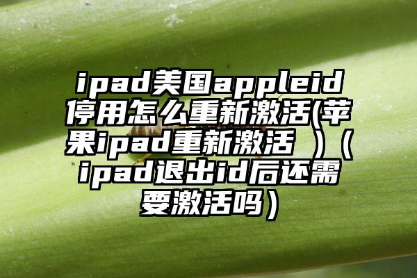 ipad美国appleid停用怎么重新激活(苹果ipad重新激活 )（ipad退出id后还需要激活吗）