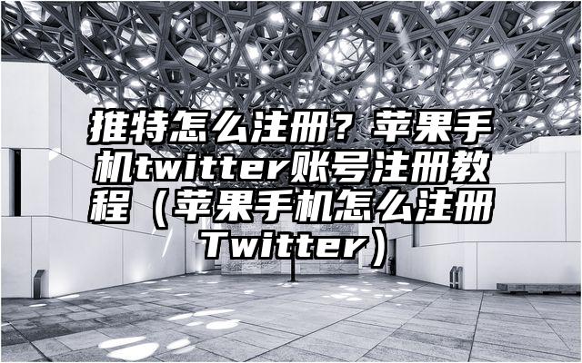 推特怎么注册？苹果手机twitter账号注册教程（苹果手机怎么注册Twitter）