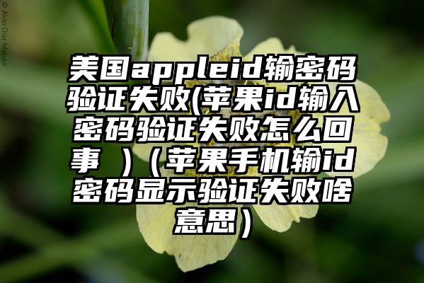 美国appleid输密码验证失败(苹果id输入密码验证失败怎么回事 )（苹果手机输id密码显示验证失败啥意思）