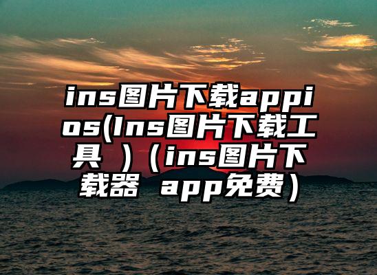 ins图片下载appios(Ins图片下载工具 )（ins图片下载器 app免费）