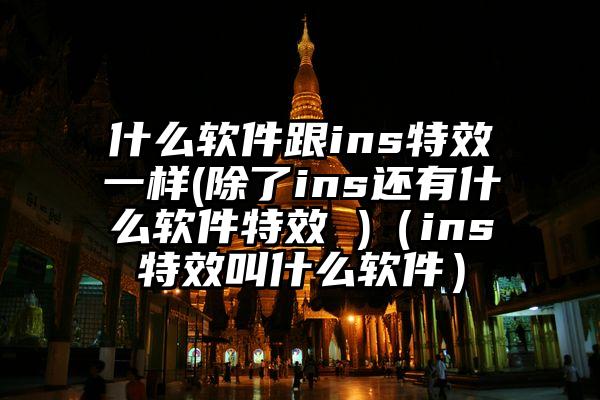 什么软件跟ins特效一样(除了ins还有什么软件特效 )（ins特效叫什么软件）