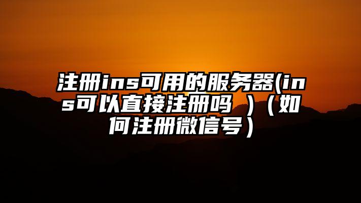 注册ins可用的服务器(ins可以直接注册吗 )（如何注册微信号）