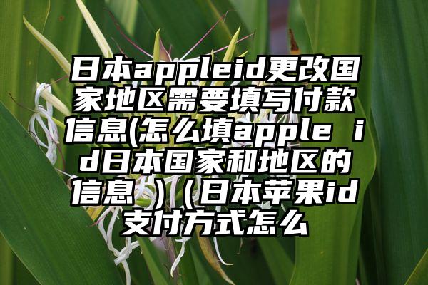 日本appleid更改国家地区需要填写付款信息(怎么填apple id日本国家和地区的信息 )(日本苹果id支付方式怎么