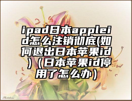 ipad日本appleid怎么注销彻底(如何退出日本苹果id )（日本苹果id停用了怎么办）
