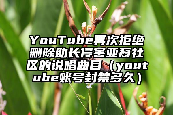 YouTube再次拒绝删除助长侵害亚裔社区的说唱曲目（youtube账号封禁多久）