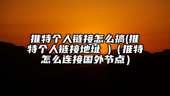 推特个人链接怎么搞(推特个人链接地址 )（推特怎么连接国外节点）