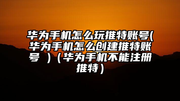 华为手机怎么玩推特账号(华为手机怎么创建推特账号 )（华为手机不能注册推特）