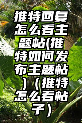 推特回复怎么看主题帖(推特如何发布主题帖 )（推特怎么看帖子）