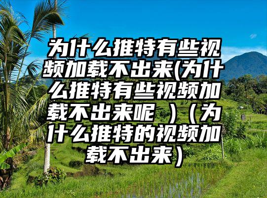 为什么推特有些视频加载不出来(为什么推特有些视频加载不出来呢 )（为什么推特的视频加载不出来）
