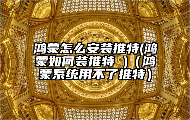 鸿蒙怎么安装推特(鸿蒙如何装推特 )（鸿蒙系统用不了推特）