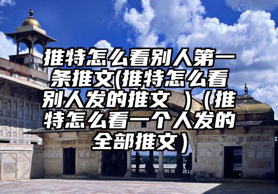 推特怎么看别人第一条推文(推特怎么看别人发的推文 )（推特怎么看一个人发的全部推文）