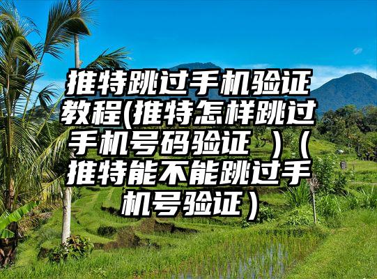 推特跳过手机验证教程(推特怎样跳过手机号码验证 )（推特能不能跳过手机号验证）