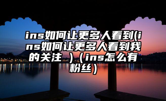 ins如何让更多人看到(ins如何让更多人看到我的关注 )（ins怎么有粉丝）