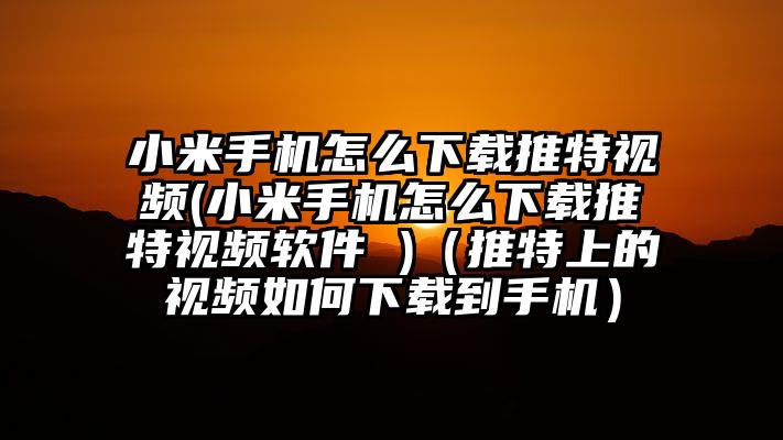 小米手机怎么下载推特视频(小米手机怎么下载推特视频软件 )（推特上的视频如何下载到手机）