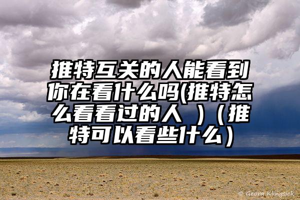 推特互关的人能看到你在看什么吗(推特怎么看看过的人 )（推特可以看些什么）