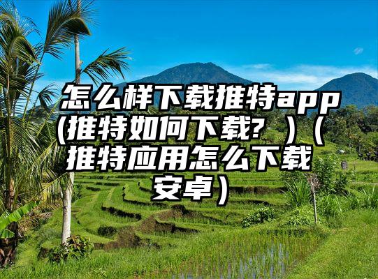 怎么样下载推特app(推特如何下载? )(推特应用怎么下载安卓)