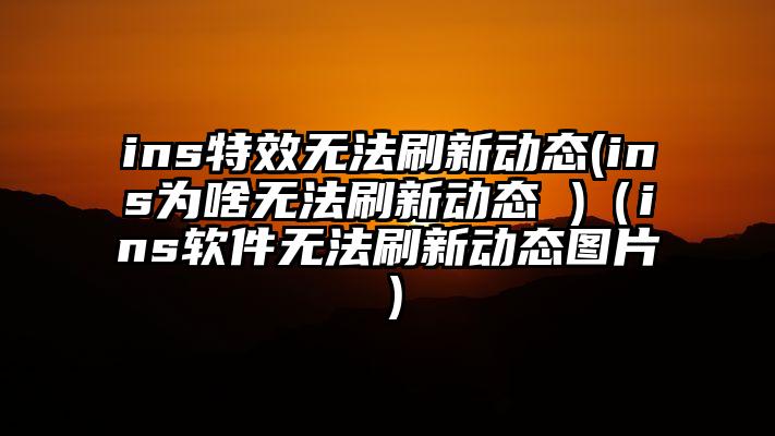 ins特效无法刷新动态(ins为啥无法刷新动态 )（ins软件无法刷新动态图片）