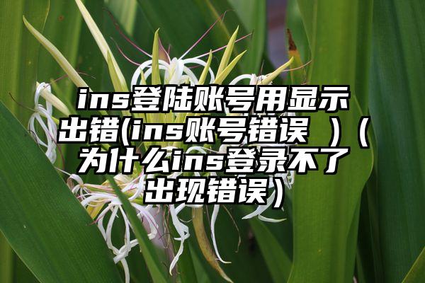 ins登陆账号用显示出错(ins账号错误 )（为什么ins登录不了出现错误）