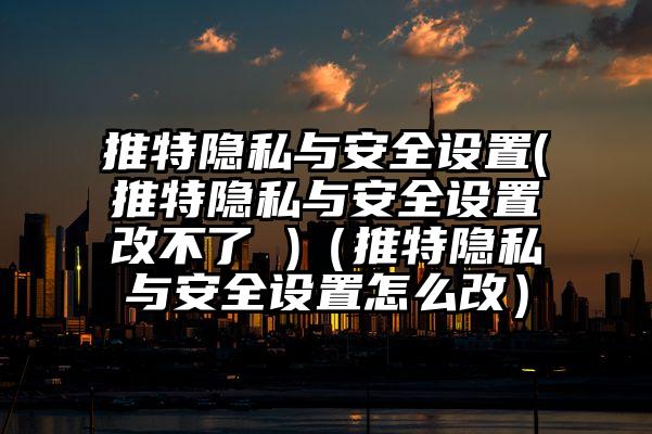 推特隐私与安全设置(推特隐私与安全设置改不了 )（推特隐私与安全设置怎么改）