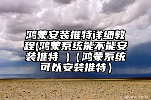 鸿蒙安装推特详细教程(鸿蒙系统能不能安装推特 )（鸿蒙系统可以安装推特）