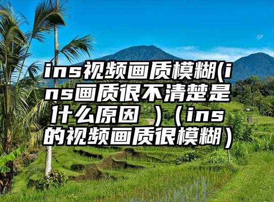 ins视频画质模糊(ins画质很不清楚是什么原因 )（ins的视频画质很模糊）