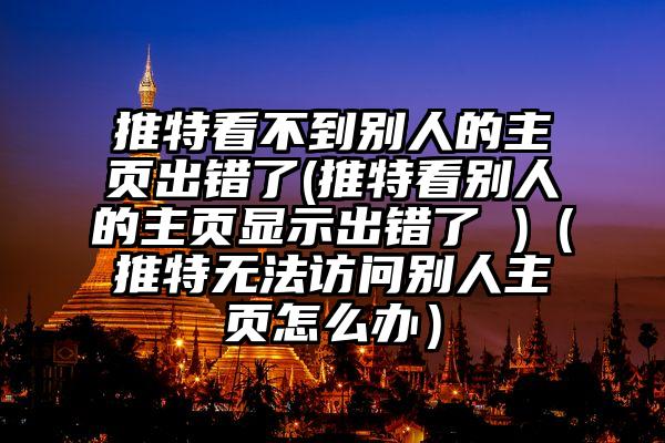 推特看不到别人的主页出错了(推特看别人的主页显示出错了 )（推特无法访问别人主页怎么办）