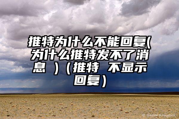 推特为什么不能回复(为什么推特发不了消息 )（推特 不显示回复）