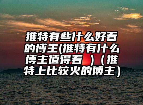 推特有些什么好看的博主(推特有什么博主值得看 )（推特上比较火的博主）