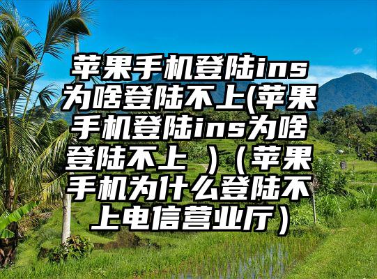 苹果手机登陆ins为啥登陆不上(苹果手机登陆ins为啥登陆不上 )(苹果手机为什么登陆不上电信营业厅)
