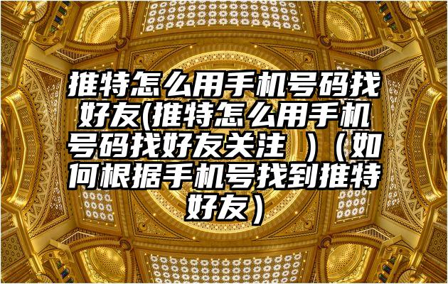 推特怎么用手机号码找好友(推特怎么用手机号码找好友关注 )（如何根据手机号找到推特好友）
