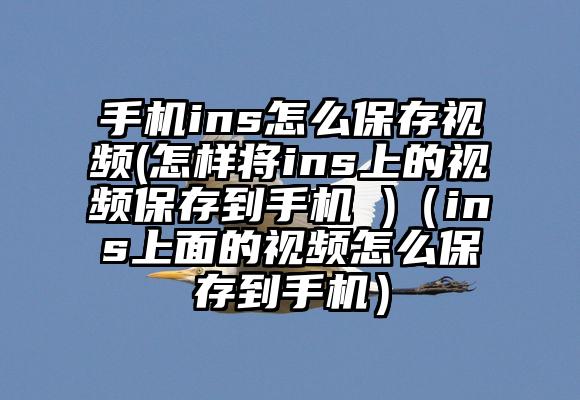 手机ins怎么保存视频(怎样将ins上的视频保存到手机 )（ins上面的视频怎么保存到手机）