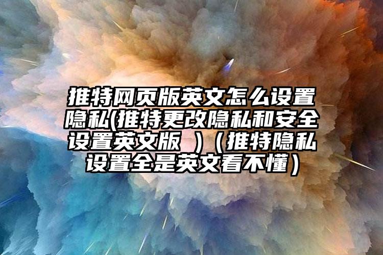 推特网页版英文怎么设置隐私(推特更改隐私和安全设置英文版 )（推特隐私设置全是英文看不懂）
