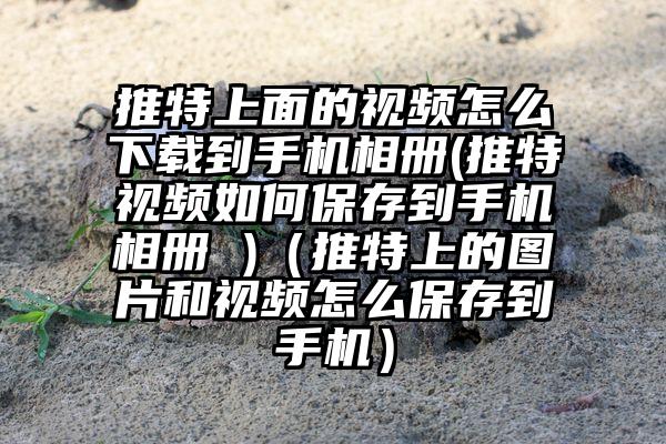 推特上面的视频怎么下载到手机相册(推特视频如何保存到手机相册 )（推特上的图片和视频怎么保存到手机）