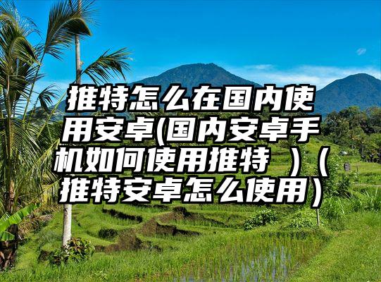 推特怎么在国内使用安卓(国内安卓手机如何使用推特 )（推特安卓怎么使用）