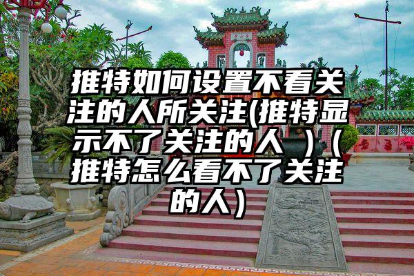 推特如何设置不看关注的人所关注(推特显示不了关注的人 )(推特怎么看不了关注的人)