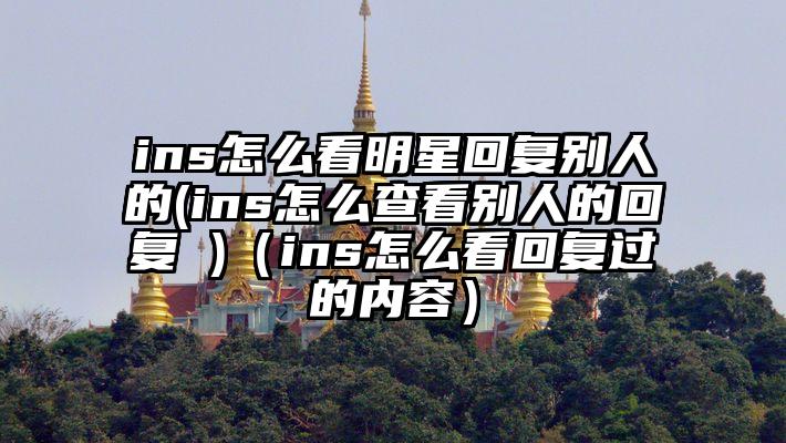 ins怎么看明星回复别人的(ins怎么查看别人的回复 )（ins怎么看回复过的内容）