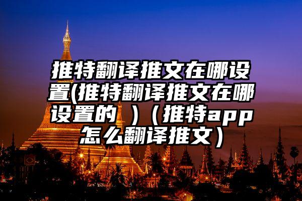 推特翻译推文在哪设置(推特翻译推文在哪设置的 )（推特app怎么翻译推文）