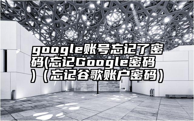 google账号忘记了密码(忘记Google密码 )（忘记谷歌账户密码）