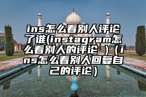ins怎么看别人评论了谁(instagram怎么看别人的评论 )（ins怎么看别人回复自己的评论）