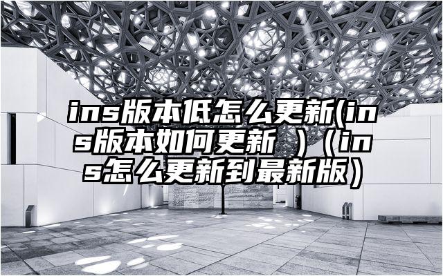 ins版本低怎么更新(ins版本如何更新 )（ins怎么更新到最新版）