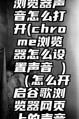 google浏览器声音怎么打开(chrome浏览器怎么设置声音 )（怎么开启谷歌浏览器网页上的声音）