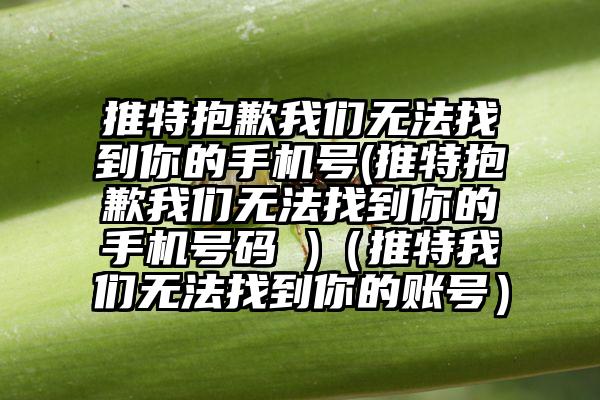 推特抱歉我们无法找到你的手机号(推特抱歉我们无法找到你的手机号码 )（推特我们无法找到你的账号）