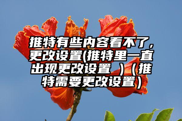 推特有些内容看不了,更改设置(推特里一直出现更改设置 )（推特需要更改设置）