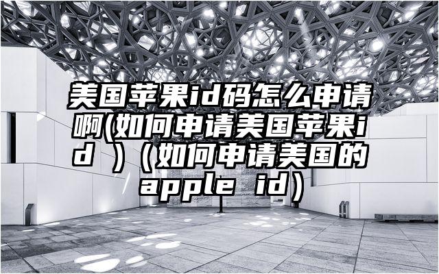 美国苹果id码怎么申请啊(如何申请美国苹果id )(如何申请美国的apple id)
