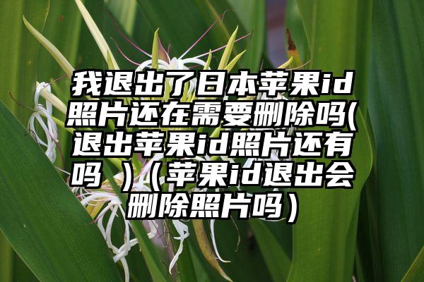 我退出了日本苹果id照片还在需要删除吗(退出苹果id照片还有吗 )（苹果id退出会删除照片吗）
