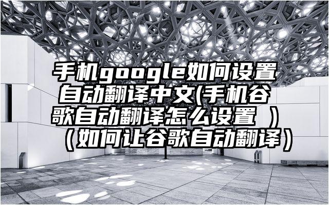 手机google如何设置自动翻译中文(手机谷歌自动翻译怎么设置 )（如何让谷歌自动翻译）