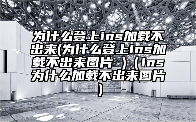 为什么登上ins加载不出来(为什么登上ins加载不出来图片 )（ins为什么加载不出来图片）