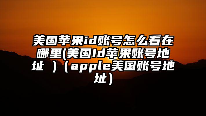美国苹果id账号怎么看在哪里(美国id苹果账号地址 )（apple美国账号地址）