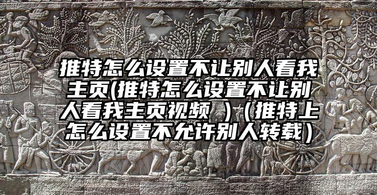 推特怎么设置不让别人看我主页(推特怎么设置不让别人看我主页视频 )（推特上怎么设置不允许别人转载）